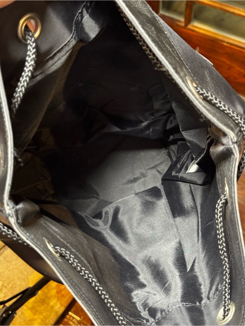 Black U.S. Navy Drawstring Backpack - Picture 3 of 3